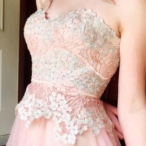 Rose pink prom dress.